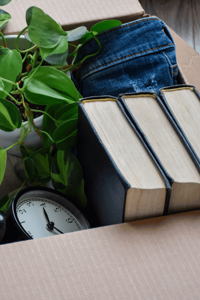 Emotional Benefits of Decluttering: A box full of items someone is decluttering.