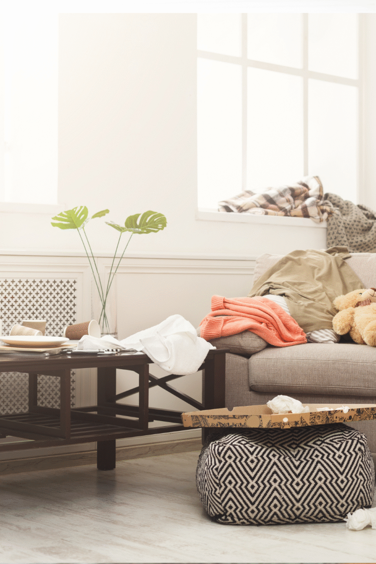 Cluttered living room